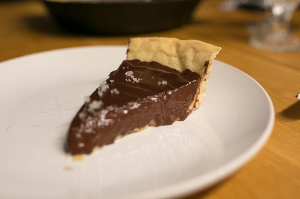 Chocolate tart slice
